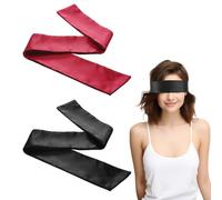 2 Pièces Bandeau Yeux Nuit pour Jeux Adultes, Bandeau Yeux Sommeil Confortable, Sexy Réglable Masque de Sommeil Satin pour Couples, Voyage, Jeux, Cadeau de Saint-Valentin(Rouge Bordeaux, Noir)