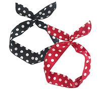 2 Pièces Bandeaux à Pois,Bandeaux Rétro Motif à pois,d'Arc Bandeau,Bandeau de Noël,Bandeaux à Pois Blancs Rétro Bandeau de Noël,pour Filles et Femmes(Rouge,Noir)