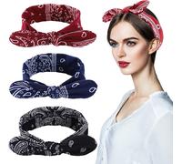 2 Pièces Bandeaux Bandeau Paisley Bandana Pour Femme Bandana Rétro Bandeau En Fil Des Années 50,Bandeaux Extensibles Pour Dames Bohème En Tissu Idéal Pour Le Sport Course Yoga¿3 Pcs¿