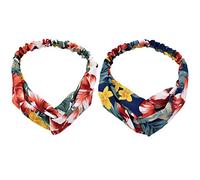 2 Pièces Bandeaux pour Femmes, Bandeaux Vintage à Nœud Croisé Imprimé Floral Boho élastique, Bohême Croisée, Bandeau Large, Bandeaux pour Cheveux, Bandeau Croisé, Bandeaux de Yoga Extensibles