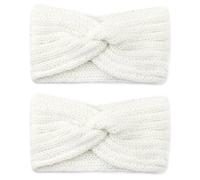 2 Pièces Bandeaux Tricot,Bandeau Femme Élastiques,Bandeau Polyvalent Doux,pour Conserver la Chaleur Vêtements d'Hiver(Blanc)