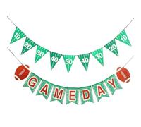 2 Pièces Bannière Rugby de Fête, Décorations Anniversaire Sport | Papier Vert, à Suspendre Triangulaire, pour Fête D’garçon et Filles et Décoration de Célébration Sportive