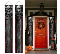 2 Pièces Bannières De Porche D'halloween,Rideau De Porte Mexicain Jour Des Morts Couplets Décoration,Couplets Suspendus Bannière,Pour Bureau à Domicile Porte D'entrée Jardin (A)