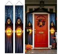 2 Pièces Bannières De Porche D'halloween,Rideau De Porte Mexicain Jour Des Morts Couplets Décoration,Couplets Suspendus Bannière,Pour Bureau à Domicile Porte D'entrée Jardin (D)