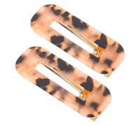 2 Pièces Barrette à Cheveux Léopard Carrée Élégante | Pince Décorative en Plastique, Facile à Fixer Mèches Épaisses, Usage Quotidien et Campus, Noir Marron