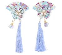2 Pièces Barrette à Pompon D’éventail Japonaise en Tissu | Clip Élégant, Tenue Ferme, pour Coiffures Soignées, Fêtes et Anniversaires