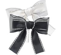 2 Pièces Barrette Cheveux Nœud Rétro Scintillante en Tissu | Ornée de Cristaux, Garde la Coiffure Nette, Mariage et Maquillage, Noir ou Blanc