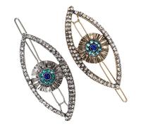 2 Pièces Barrette Halloween Œil de Diable en Alliage, Cristaux | Pince à Cheveux Délicate, Style Voyant, Usage Quotidien ou Bal de Promo, Accessoire Féminin