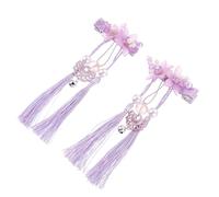 2 Pièces Barrette Rétro Chinoise pour Femmes, Accessoire Cheveux | Acrylique, Perles et Alliage, Finition Soignée, pour Concours de Beauté et Mariages, Coiffures Variées