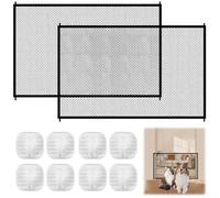 2 Pièces Barrière de Sécurité pour Bébés et Chiens, 110x72 cm Barriere Chien sans Percage, Barrière en Maille pour Chien avec 8 Crochets, Barriere Escalier Chat pour Escaliers, Portes et Couloirs