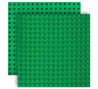 2 Pièces Base de Construction Compatible Lego Duplo, Plaque de Fond Verte 25x25cm, Jeu Créatif (Vert Profond)