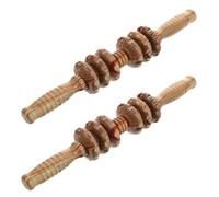 2 Pièces Bâton de Massage en Bois à Six Rouleaux | Grain de Bois Khaki, Usage Manuel sans Électricité, pour Bras et Muscles, Maison et Routine de Soin