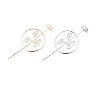 2 Pièces Bâtonnet à Cheveux Visage Décoratif en Alliage | pour Danses et Dîners, Finition Polie, Style Vintage Délicat, Toucher Lisse, Argenté ou Or