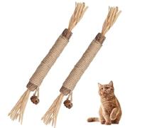 2 Pièces Bâtonnets Herbe à Chat,Bâtons à Mâcher pour Chats | Jouet Chat Interieur,Jouets Molaires de Chat en Bois Naturel,pour Grincer des Dents,Élimine Le Tartre et la Mauvaise Haleine