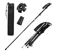 2 Pièces Bâtons de Randonnée, Baton de Marche Pliable, Bâton de Trekking Retractable Télescopique, Canne de Marche Ultraléger pour Homme, Femme, Alpinisme, Ski, Trekking (Réglables 113-138cm) (Noir)
