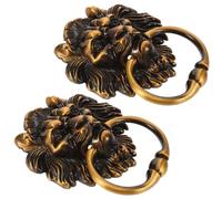 2 Pièces Batteur de Porte Tête de Lionceau Rétro | Pose Facile, à Double Boulon Finition Cuivre Vieilli, Base Allongée sur Portes et Portails