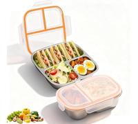 2 Pièces Bento Box en Acier Inoxydable, 1400ML Boîte à Repas avec 2 et 3 Compartiments, Conception Sans Fuite Lunchbox, sans BPA, pour Lave-Vaisselle et Four, Convient Pour L'école, Le Travail