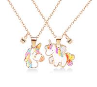 2 Pièces, BFF Collier d'Amitié avec Pendentif Licorne Coloré, Meilleurs Amis Colliers pour 2 Filles, Forever Best Friends Colliers, Amitié Bijoux Cadeaux pour Enfants Mère Filles Amis Sœurs