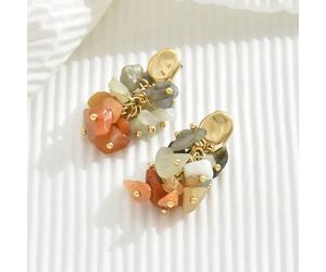 2 pièces Bijou de style européen rétro de campagne de vacances, éclats de roche. Convient pour le port quotidien des femmes, cadeau de vacances. La variation de taille des pierres naturelles est norma