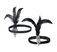 2 Pièces Black Tassel Feather Band, Élé Bandeau, Accessoires De Coiffure Pour Femmes, Accessoires De Cheveux Rétro, Accessoires De Costumes De Cosplay.