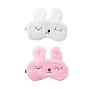 2 Pièces Blanc et Rose Masque de Sommeil pour Enfants et Adultes,Motif Animaux Mignons Lapin,Occultant et Respirant,Doux et Confortable,Pour Nuit et Voyage en Avion