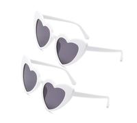 2 Pièces Blanc Lunettes de Soleil Vintage en Forme de Cœur,Style Rétro Années 70,Protection UV400,Unisexe pour Femme et Homme,Idéal pour Voyage, Mariage, Shopping et Fêtes