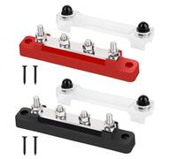 2 Pièces Bloc de Distribution Alimentation Bornier 12V-48V DC Busbar Barres de Distribution 150A Barres De Distribution D'Énergie Noir Rouge Avec 4 X M6 Boulons de Borne pour Voitures RV Yachts