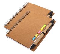 2 pièces Bloc-notes à Spirale Notes Adhésives, Stylo, Papier | Couverture Simple et Élégante, Porte-Stylo Intégré, pour Listes, Journal, Voyages et Planification