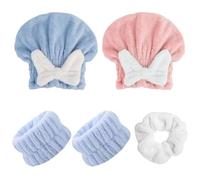 2 Pièces Board Board, 2 Pièces Bracelets De Poignet Et Anneau De Cheveux 1 Morceau, Bonnet De Douche En Velours Corallien, Bonnet De Douche Absorbant À L'Eau, Accessoires De Bain.