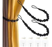 2 Pièces Bohème Embrases pour Rideaux,Attaches Rideaux,Embrasses à Rideaux - pour Mur,Ferme,fenêtre,Chambre à Coucher,Salle à Manger(Noir)