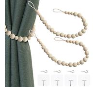 2 Pièces Bohème Embrases pour Rideaux, Attaches Rideaux, Embrasses à Rideaux - pour Mur,Ferme,fenêtre,Chambre à Coucher,Salle à Manger(Couleur Bois, 2)