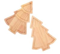 2 Pièces Bois Massif Plateau de Service de Noël, Décorative Forme Sapin | Surface Lisse à Texture Bois, Réutilisable pour Fromage et Bonbons, Table de Fête, Style Khaki
