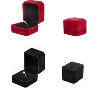 2 Pièces Boîte À Bagues Flanelle Carré,Bague Box Pour Fiançailles,Bague Velours Coffret Cadeau,Bijoux Pour Bagues Pendentif Écrin,Pour Proposition,Mariage,Anniversaire(Rouge,Le Noir)