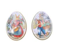 2 Pièces Boîte à Bonbons de Pâques en Fer-blanc Décorative | Motif Œuf Festif, Finition Soignée, Format Présent et Usage Multi-usage