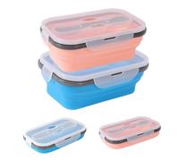 2 Pièces Boîte à Lunch Pliante 900ml Rétractable Déjeuner Bento Box Stockage avec Couvercle Empilable Boîte Bento Anti-Fuite, Nourriture Silicone Pliable Alimentaires pour Bureau Camping Pique-Nique