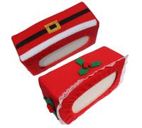 2 Pièces Boîte à Mouchoirs Noël en Tissu Rouge Décorée | Style Chic pour Mouchoirs Faciaux, Format Rectangulaire, Décoration Festive, Comptoir D’accueil, Bureau ou Style Aléatoire