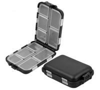2 Pièces Boîte à Pêche Pour Leurre, Boîtes de Rangement pour Accessoires de Pêche, Petites Portable en Plastique Noir Boite de Peche,10 Compartiments, Appât Boîte de Stockage