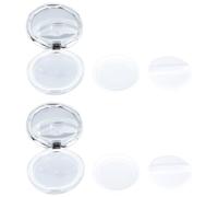 2 Pièces Boîte à Poudre à Clapet Miroir, Étui Compact Abs Argenté