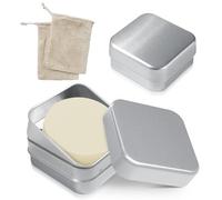 2 Pièces Boîte à Savon de Voyage, Boîte à Savon en Aluminium avec Grille d'Égouttage et Couvercle, Petite Boîte à Savon Carrée avec Sac à Savon, pour Savon à Raser Hommes