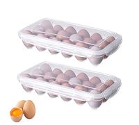 2 Pièces Boîte à œufs, Oeufs Boîte, Boite a Oeufs en Plastique, Boîte Rangement D'oeufs, Boîte à Oeufs Transparente, avec Couvercle pour Protec, 18 Grille, pour Réfrigérateur