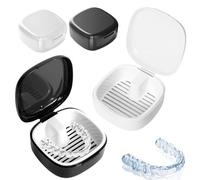 2 Pièces Boite Appareil Dentaire, Boite Gouttiere Dentaire Portable Boîtes Dentier Adulte Boîte de Retenue Orthodontique Boîte de Nettoyage de Retenue avec Passoire