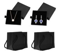 2 Pièces Boite Cadeau Bijoux, Avec 2 Pochettes Cadeaux, Petite Boite Cadeau, Boîte à Bijoux En Papier, Boite Pour Collier, Pour Colliers, Bracelets, Boucles D'oreilles, Emballage Cadeau 7*7*1.5cm