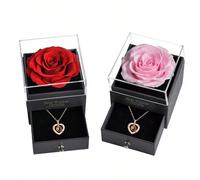 2 pièces Boîte cadeau rose, comprenant un collier lune fluorescent et un collier "Je t'aime" en 100 langues, convient pour les mariages, les enterrements de vie de jeune fille, les anniversaires, les 
