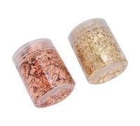 2 Pièces Boîte de Décoration en Feuille d'or Décorée Feuille de Décoration en Papier d'or Ornement Métallique pour le Style des Ongles, Flocons pour la Peinture de Décoration