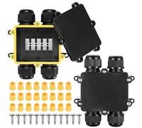 2 Pièces Boîte de Jonction étanche IP68, Boite de Derivation Etanche Exterieur, Boîtier de Connecteur de Câble 4 Voies Connexions pour Câble Ø5mm-14mm