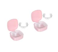 2 Pièces boîte de rangement pour dentier tremper faux adultes faire le ménage case du support de dispositif stockage de dispositif récipient à retenue Plastique rose