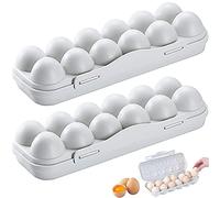 2 Pièces Boîte de Stockage d'Oeufs, Boîte à Oeufs Avec Couvercle, Boîte de Rangement d'Oeufs en Plastique, Organisateur de Stockage d'Œufs Avec Couvercle Réutilisable, pour Cuisine, Restaurant (Gris)