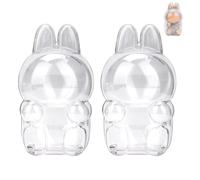 2 Pièces Boîte d'Exposition Transparente avec Porte-Clés, Coque de Protection pour Figurines Blind Box, Sac de Rangement Mini Anti-Poussière pour Fans et Collectionneurs(Assis)