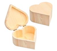 2 Pièces Boite en Bois avec Couvercle 13x13x7cm, Boîte à Bijoux Bois Coeur à Decorer Customiser Peindre La Main, Boîte de Rangement en Bois Nature, Organisateur en Bois Brut pour Cadeau Artisanat