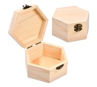 2 Pièces Boite en Bois avec Couvercle 6,5x6,5x7cm, Boîte à Bijoux Bois à Decorer Customiser Peindre La Main, Boîte de Rangement en Bois Nature, Organisateur en Bois Brut pour Cadeau Artisanat